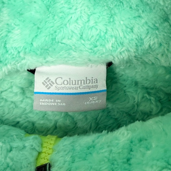 Kids Columbia XS Fuzzy Fleece Zip Up Jacket Mint Green Cozy Youth Size Outdoor - Picture 6 of 13